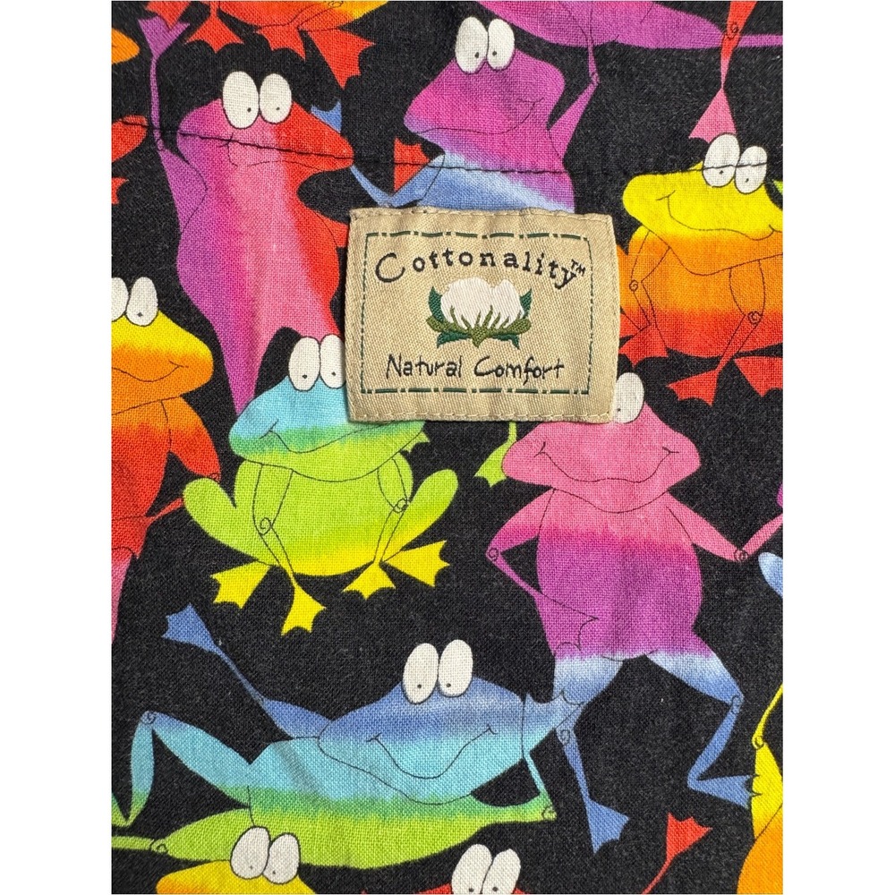 Cottonality Rainbow Frog Scrub Top Womens XL V Neck Nurse Vet Colorful Cute - Picture 5 of 5
